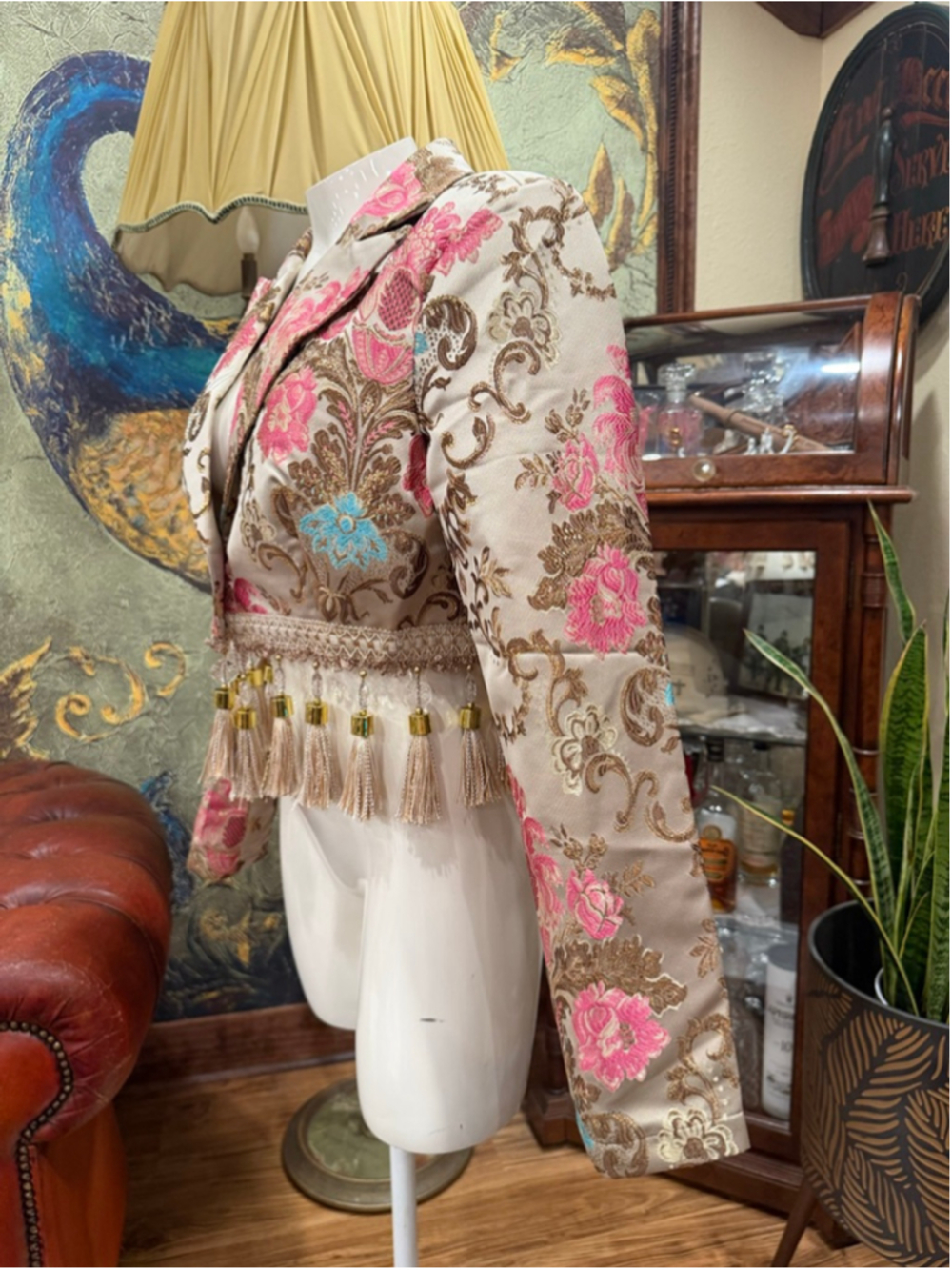 Fashion Nova Tassel Brocade Cropped Blazer - Boho Glam Party Chic - Large - Picture 7 of 16
